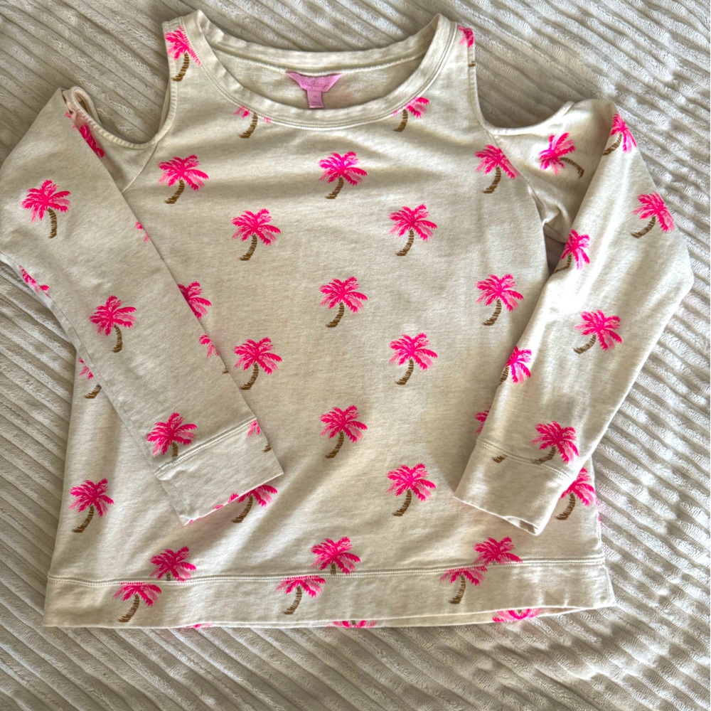 Lilly Pulitzer Sandy Palm Tree Cold shoulder top